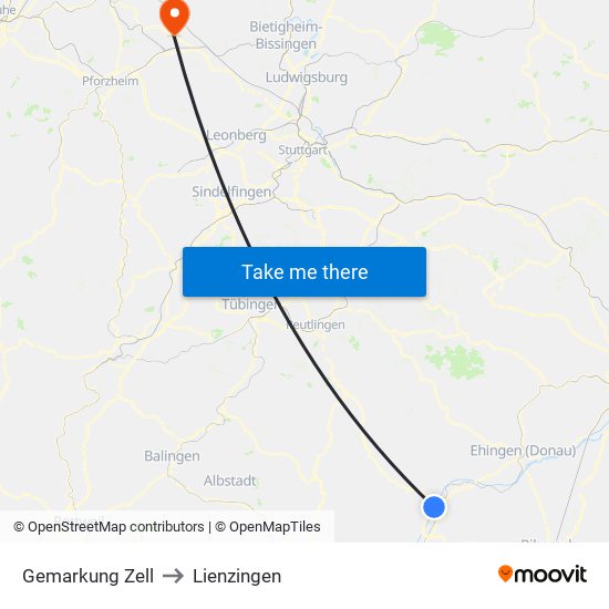 Gemarkung Zell to Lienzingen map