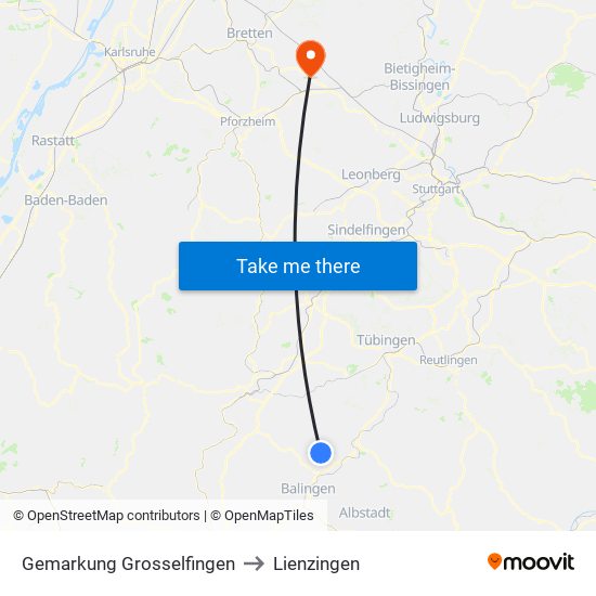 Gemarkung Grosselfingen to Lienzingen map