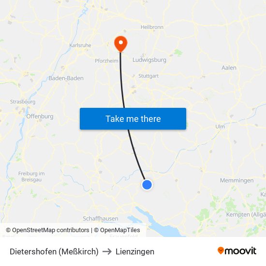 Dietershofen (Meßkirch) to Lienzingen map