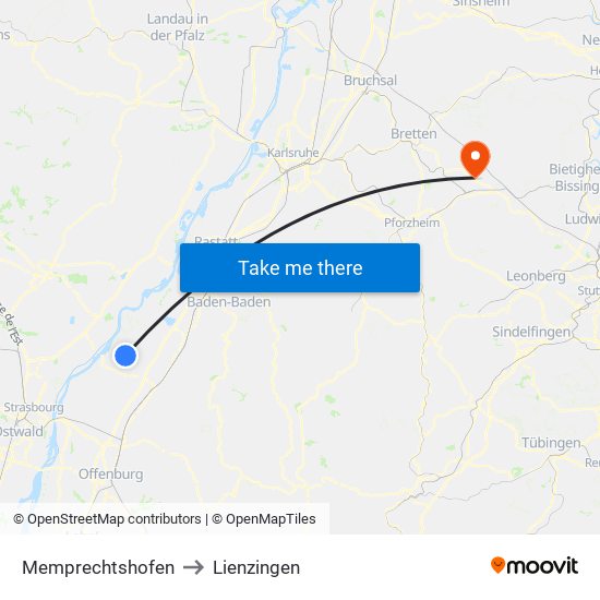 Memprechtshofen to Lienzingen map