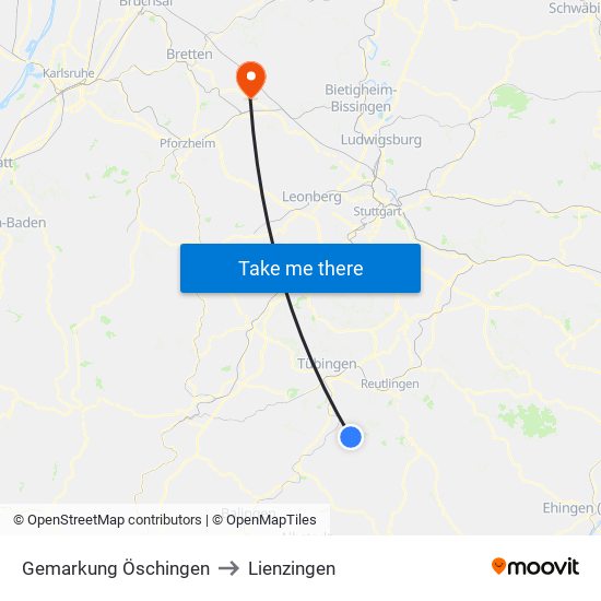 Gemarkung Öschingen to Lienzingen map