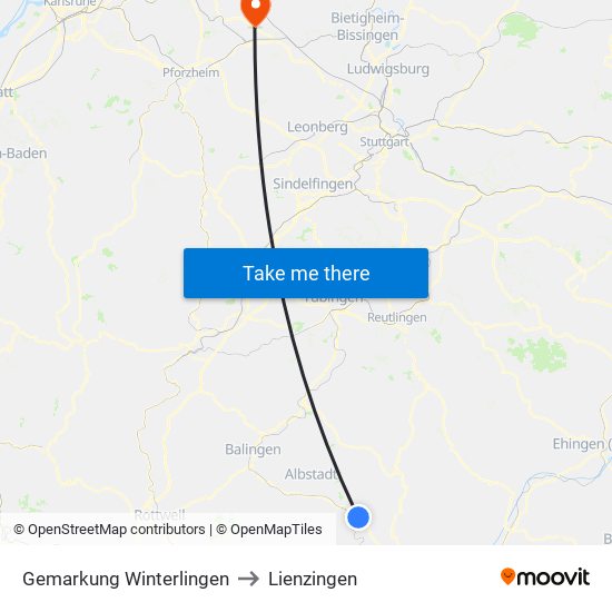 Gemarkung Winterlingen to Lienzingen map