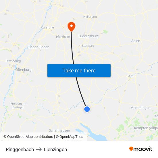 Ringgenbach to Lienzingen map