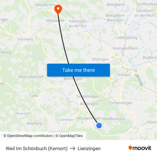 Weil Im Schönbuch (Kernort) to Lienzingen map