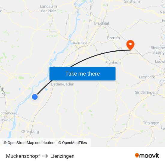 Muckenschopf to Lienzingen map