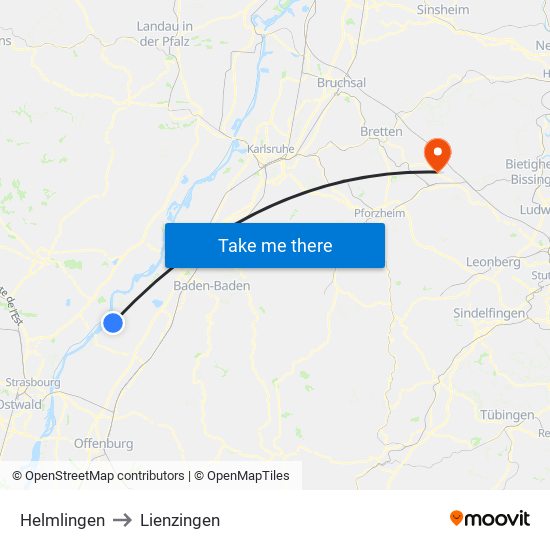 Helmlingen to Lienzingen map