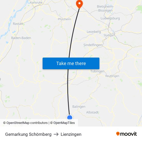 Gemarkung Schömberg to Lienzingen map
