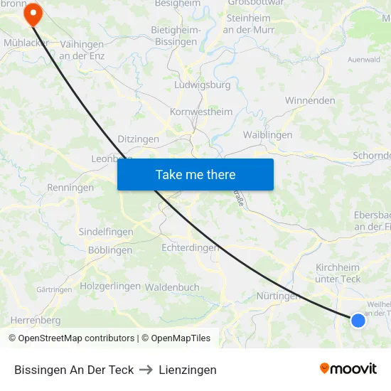 Bissingen An Der Teck to Lienzingen map