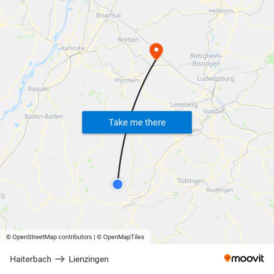 Haiterbach to Lienzingen map