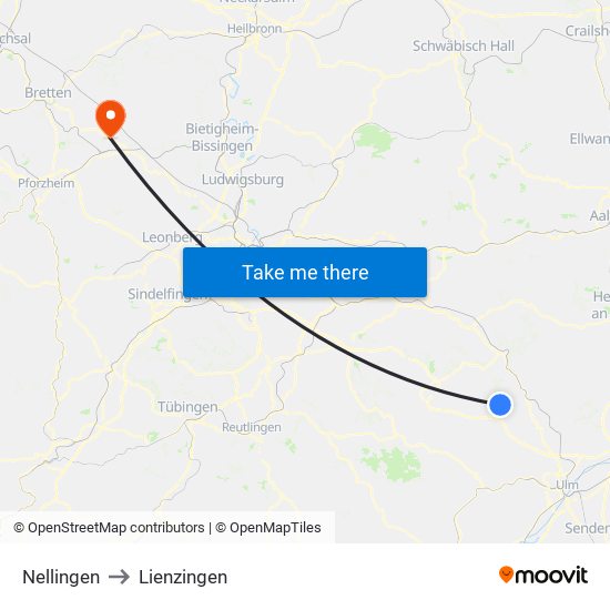 Nellingen to Lienzingen map