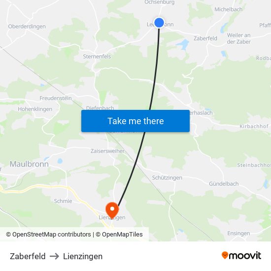 Zaberfeld to Lienzingen map