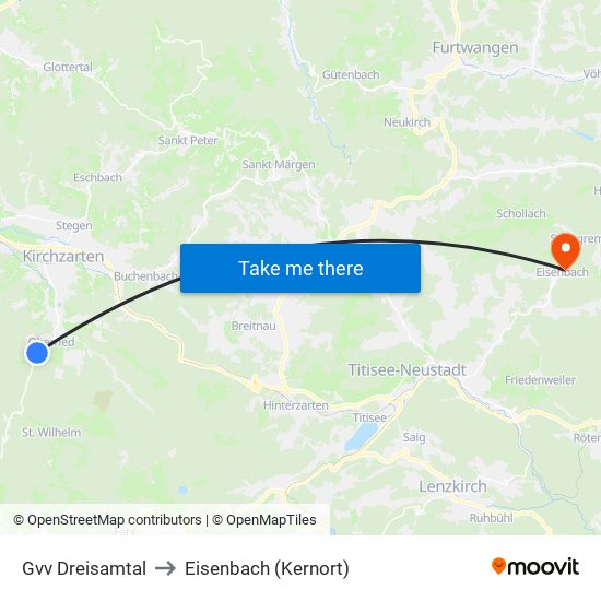 Gvv Dreisamtal to Eisenbach (Kernort) map