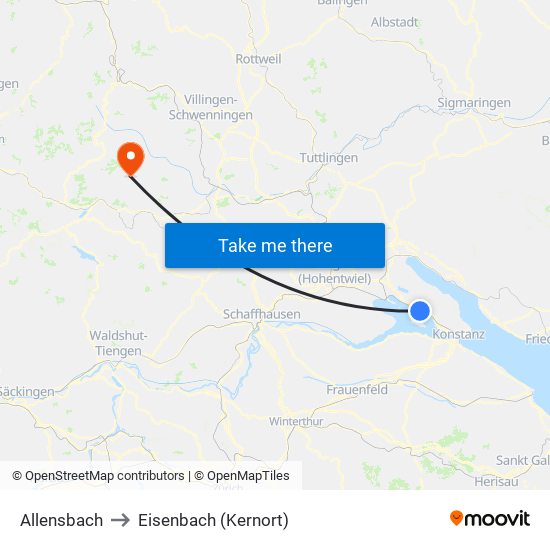 Allensbach to Eisenbach (Kernort) map