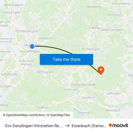Gvv Denzlingen-Vörstetten-Reute to Eisenbach (Kernort) map