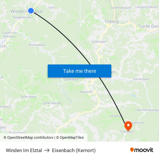 Winden Im Elztal to Eisenbach (Kernort) map