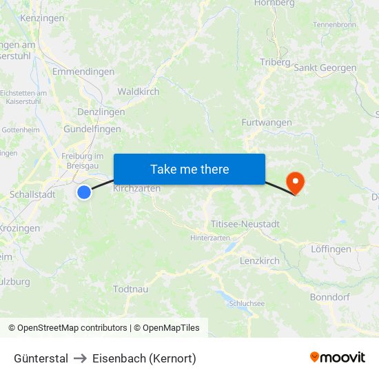 Günterstal to Eisenbach (Kernort) map
