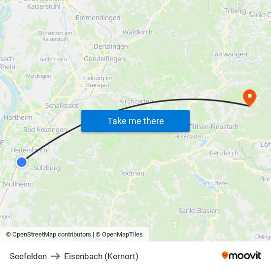 Seefelden to Eisenbach (Kernort) map