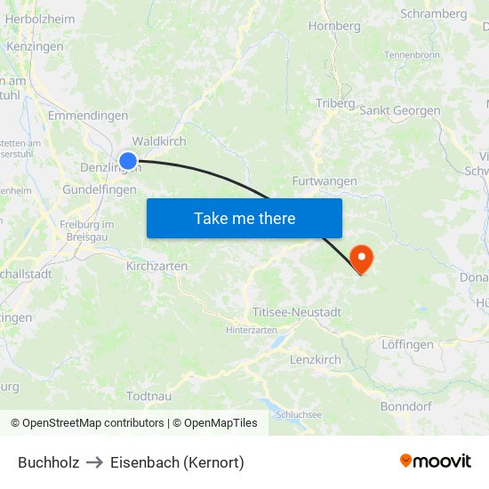 Buchholz to Eisenbach (Kernort) map