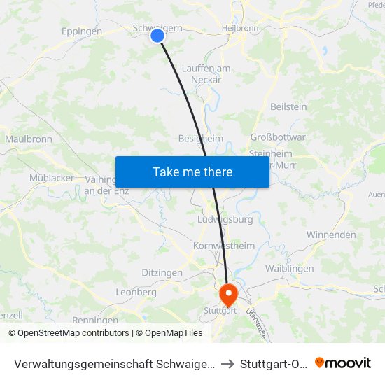 Verwaltungsgemeinschaft Schwaigern to Stuttgart-Ost map