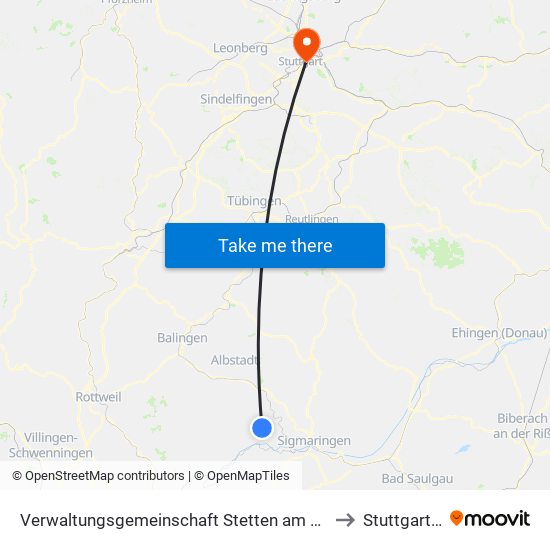 Verwaltungsgemeinschaft Stetten am Kalten Markt to Stuttgart-Ost map
