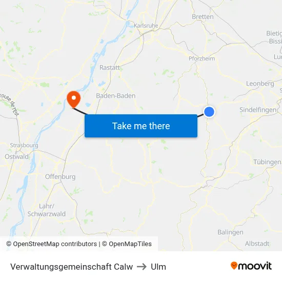 Verwaltungsgemeinschaft Calw to Ulm map
