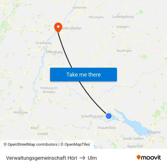 Verwaltungsgemeinschaft Höri to Ulm map