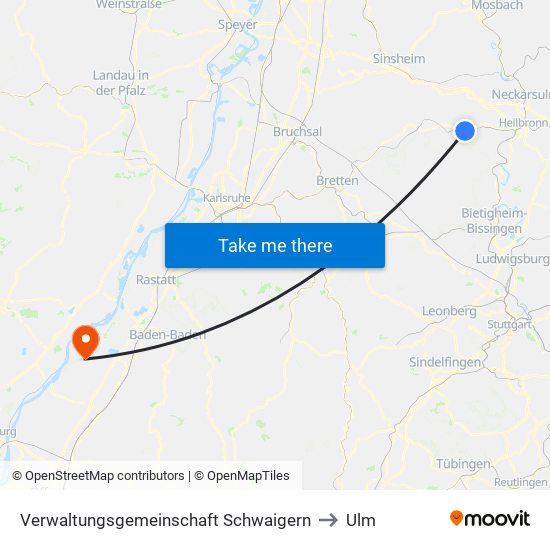 Verwaltungsgemeinschaft Schwaigern to Ulm map