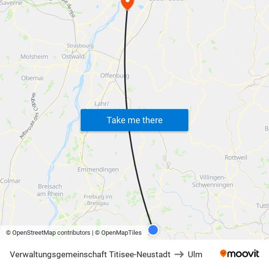 Verwaltungsgemeinschaft Titisee-Neustadt to Ulm map