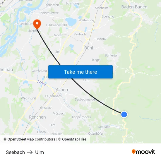 Seebach to Ulm map