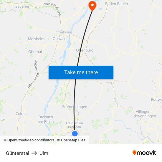 Günterstal to Ulm map