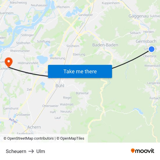 Scheuern to Ulm map