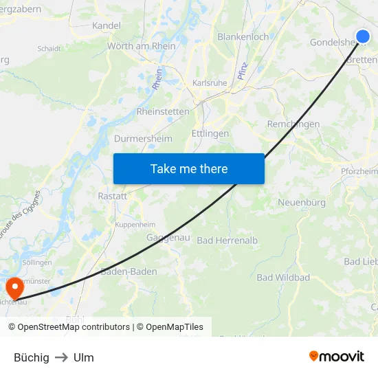 Büchig to Ulm map