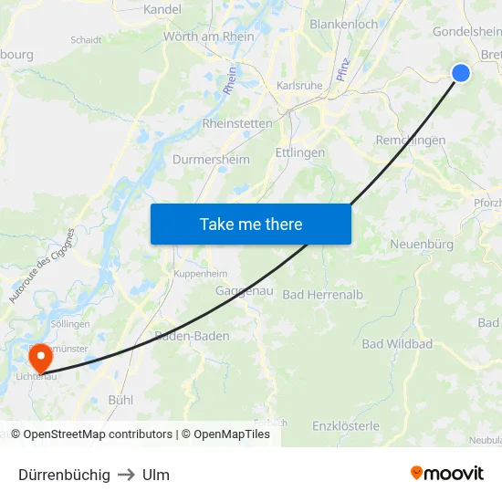 Dürrenbüchig to Ulm map