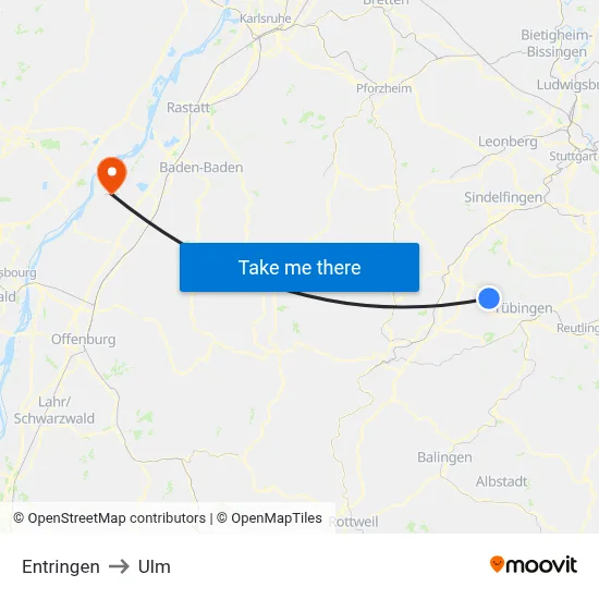 Entringen to Ulm map