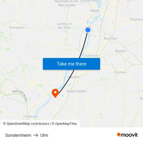 Sondernheim to Ulm map