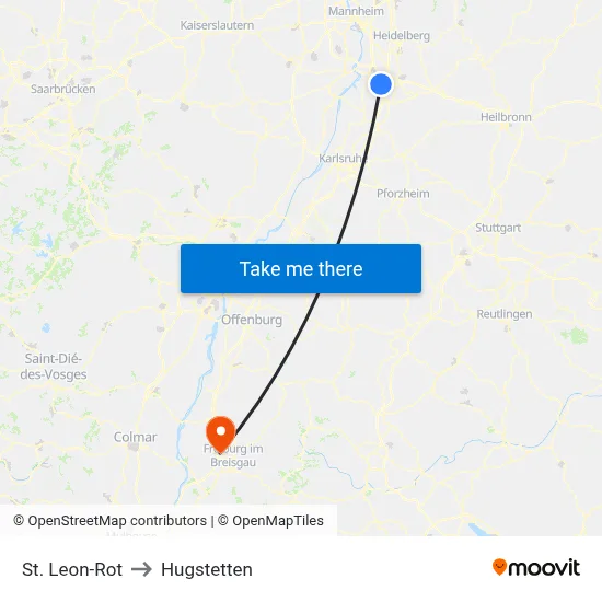 St. Leon-Rot to Hugstetten map
