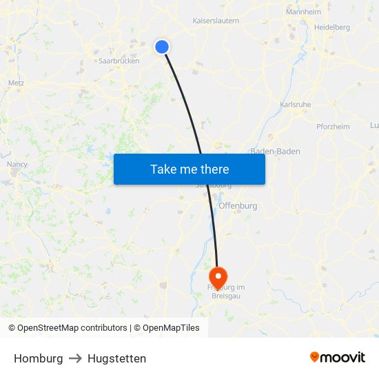 Homburg to Hugstetten map