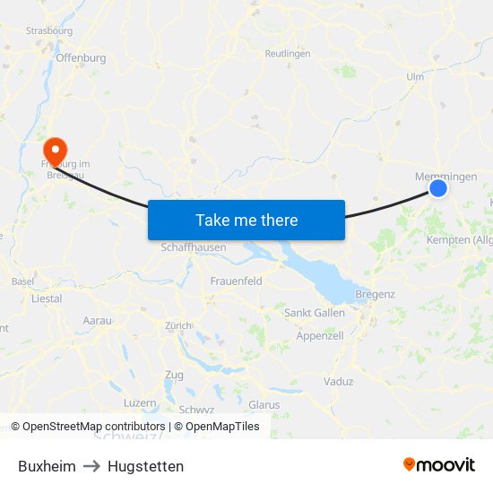 Buxheim to Hugstetten map