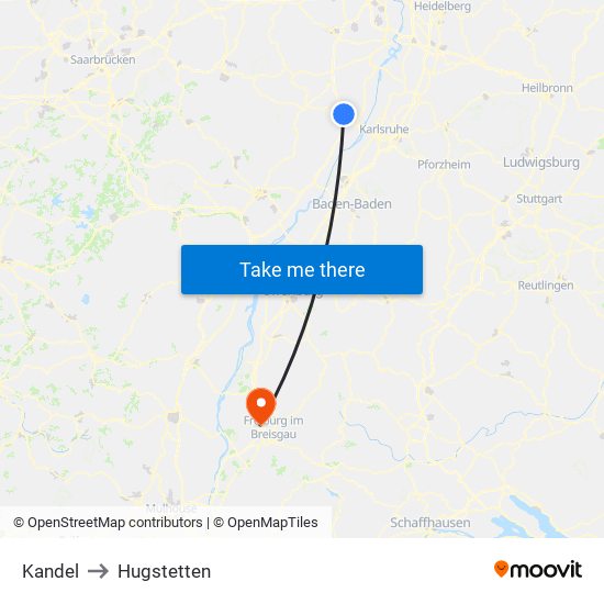 Kandel to Hugstetten map