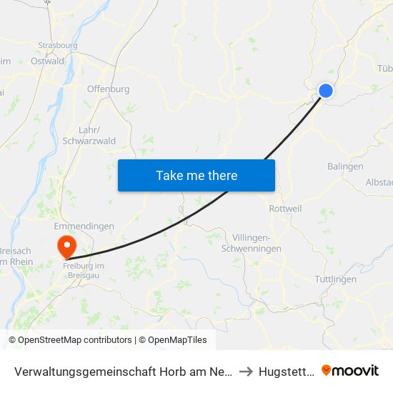 Verwaltungsgemeinschaft Horb am Neckar to Hugstetten map