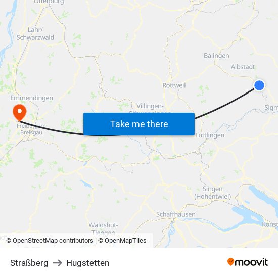 Straßberg to Hugstetten map