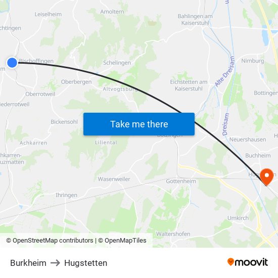 Burkheim to Hugstetten map