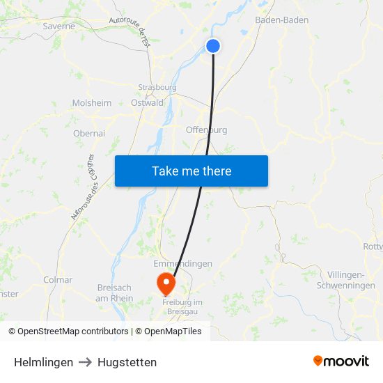 Helmlingen to Hugstetten map