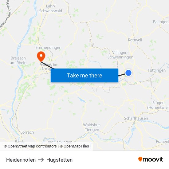 Heidenhofen to Hugstetten map