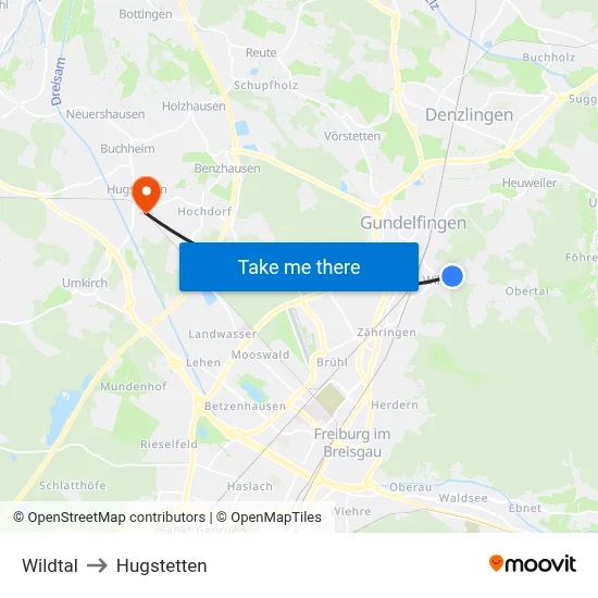Wildtal to Hugstetten map