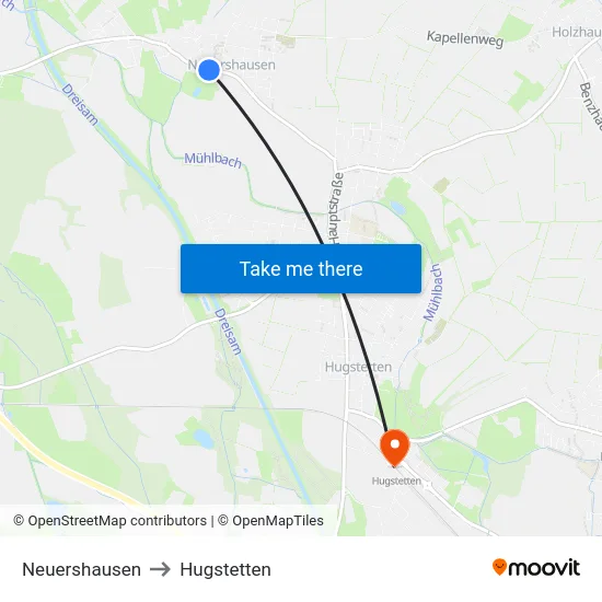 Neuershausen to Hugstetten map
