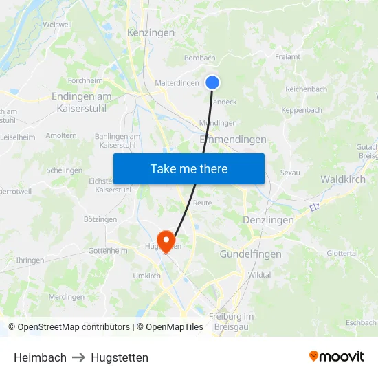Heimbach to Hugstetten map