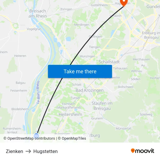 Zienken to Hugstetten map