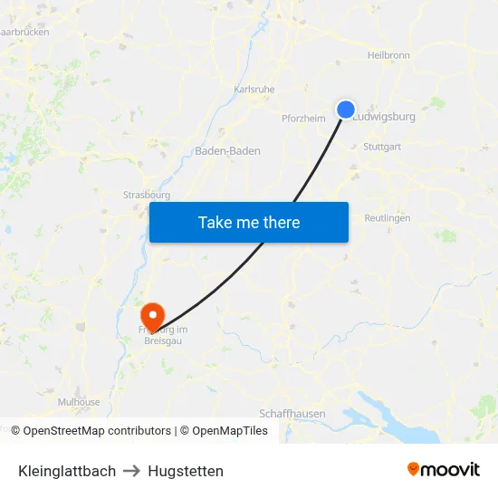 Kleinglattbach to Hugstetten map