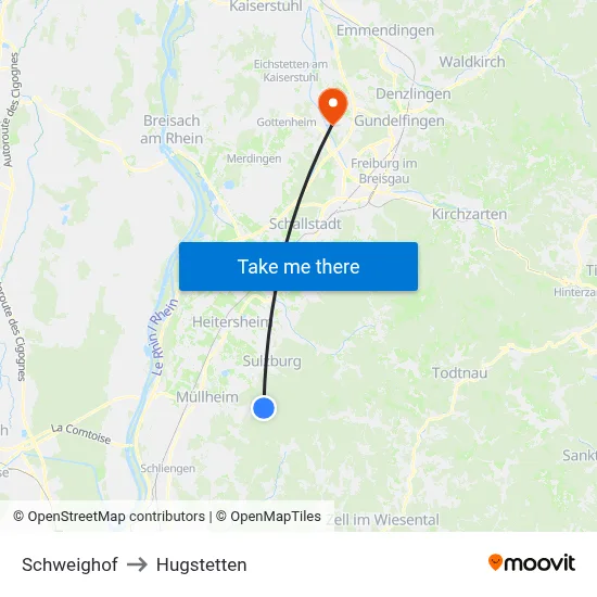 Schweighof to Hugstetten map